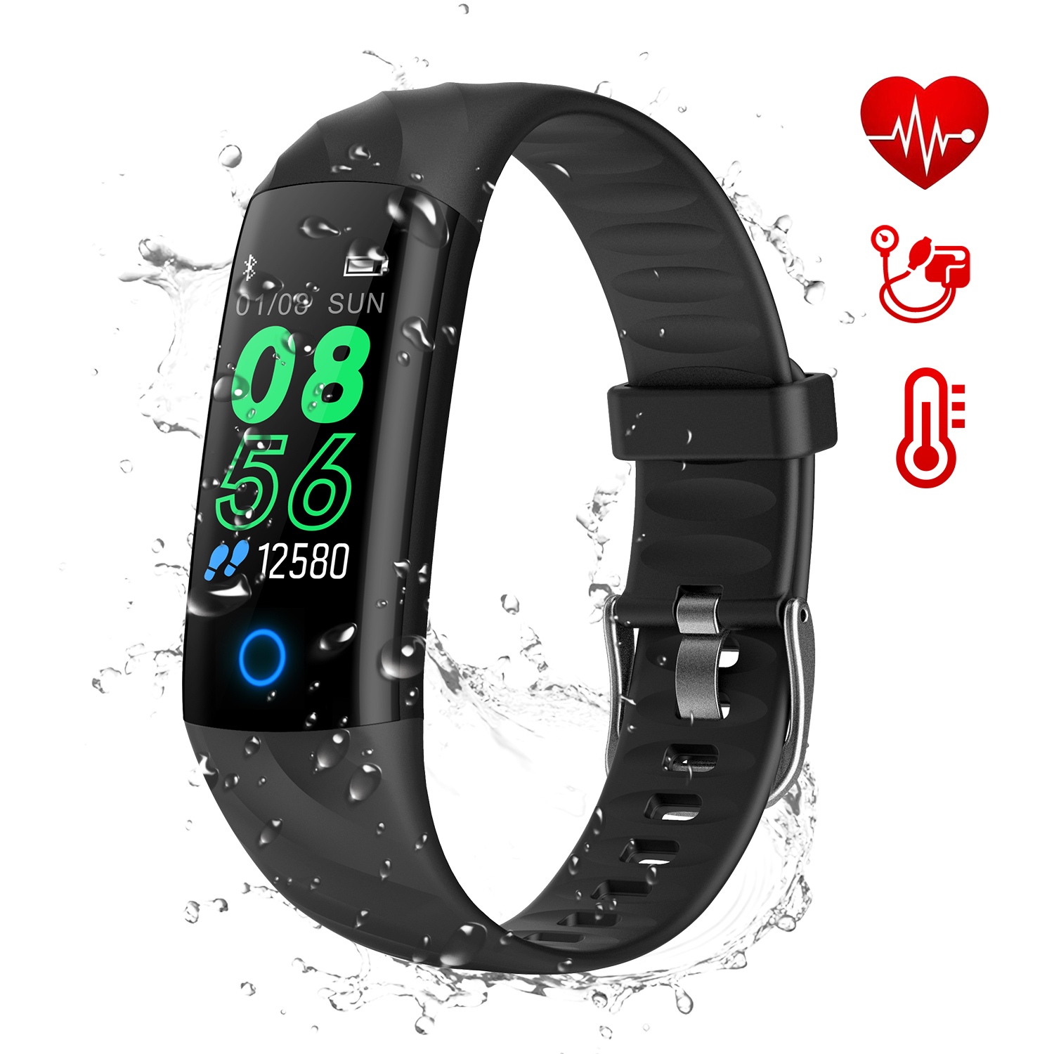 AK1980 Fitness Tracker, Activity Tracker Watch with Heart Rate Monitor